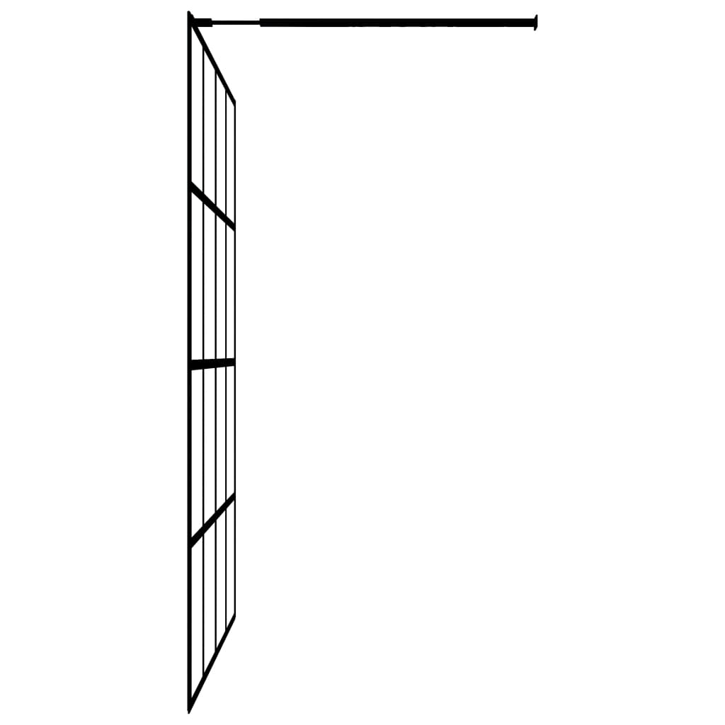 Walk-in Shower Wall with Shelf Black 80x195 cm ESG Glass&Aluminium