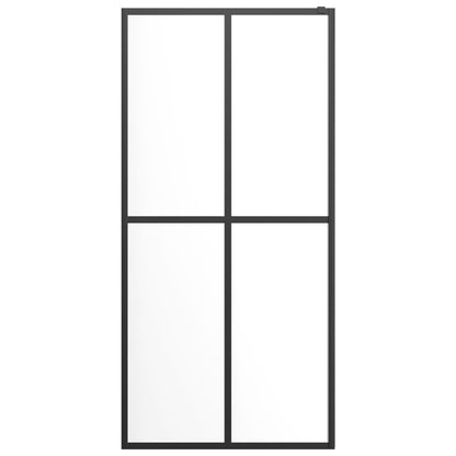 Walk-in Shower Wall with Shelf Black 80x195 cm ESG Glass&Aluminium