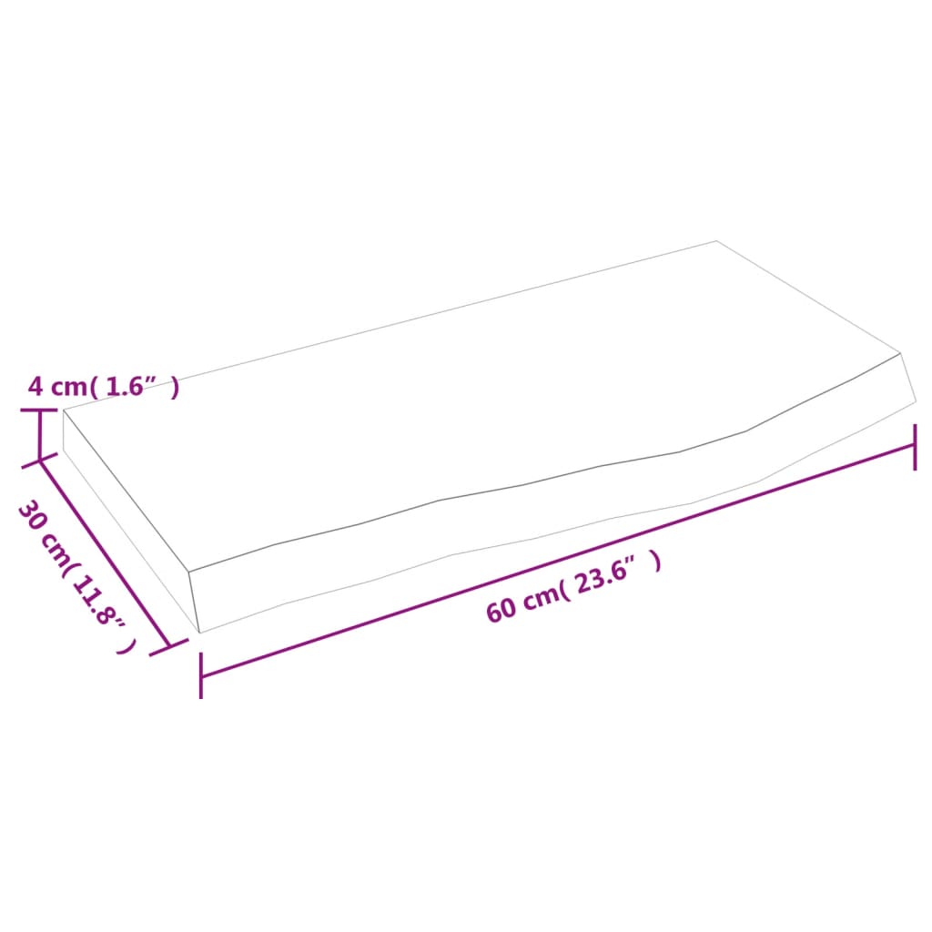 Bathroom Countertop 60x30x(2-4) cm Untreated Solid Wood