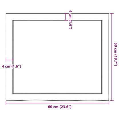 Bathroom Countertop 60x50x(2-4) cm Untreated Solid Wood