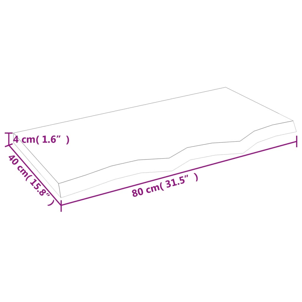 Bathroom Countertop 80x40x(2-4) cm Untreated Solid Wood