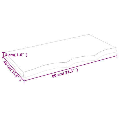 Bathroom Countertop 80x40x(2-4) cm Untreated Solid Wood