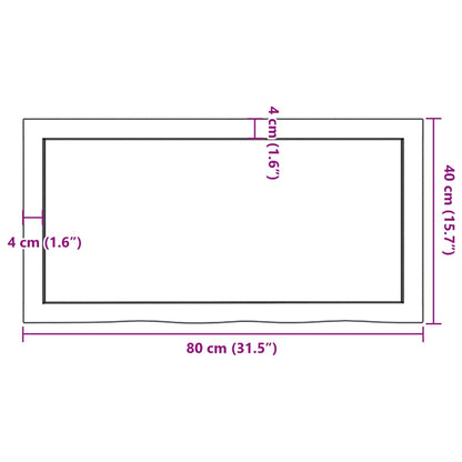 Bathroom Countertop 80x40x(2-4) cm Untreated Solid Wood