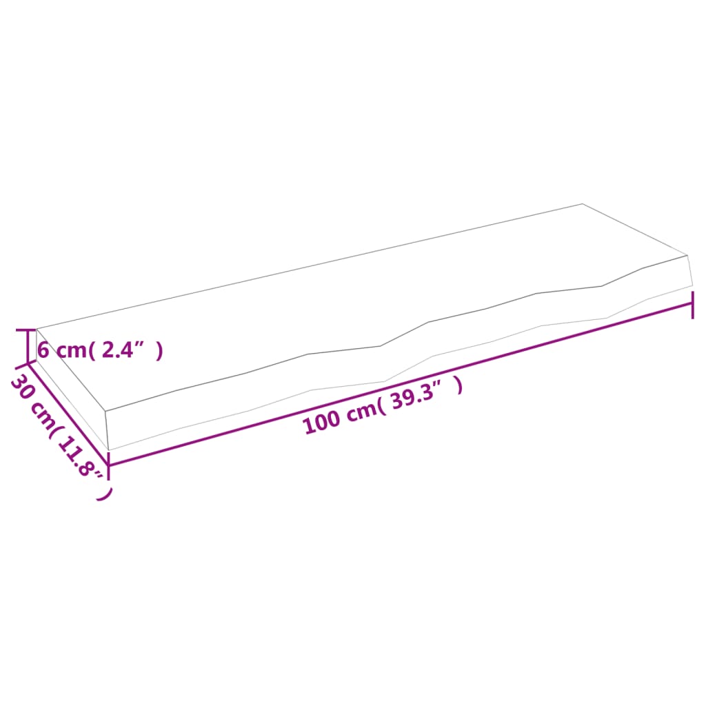 Bathroom Countertop 100x30x(2-6) cm Untreated Solid Wood