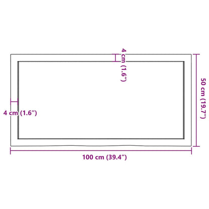 Bathroom Countertop 100x50x(2-4) cm Untreated Solid Wood