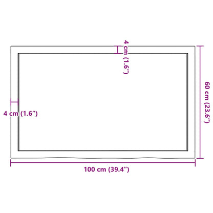 Bathroom Countertop 100x60x(2-6) cm Untreated Solid Wood