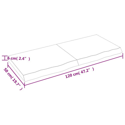 Bathroom Countertop 120x50x(2-6) cm Untreated Solid Wood