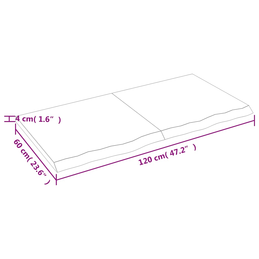 Bathroom Countertop 120x60x(2-4) cm Untreated Solid Wood