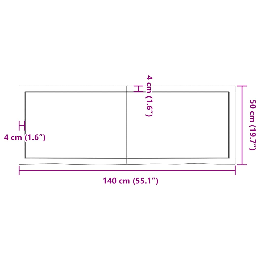 Bathroom Countertop 140x50x(2-6) cm Untreated Solid Wood