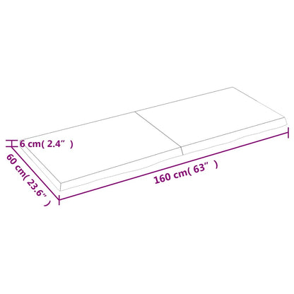 Bathroom Countertop 160x60x(2-6) cm Untreated Solid Wood