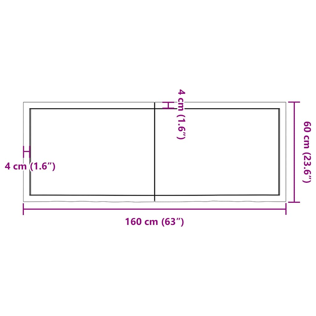 Bathroom Countertop 160x60x(2-6) cm Untreated Solid Wood