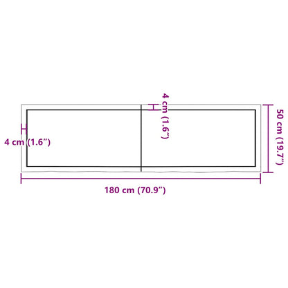 Bathroom Countertop 180x50x(2-6) cm Untreated Solid Wood