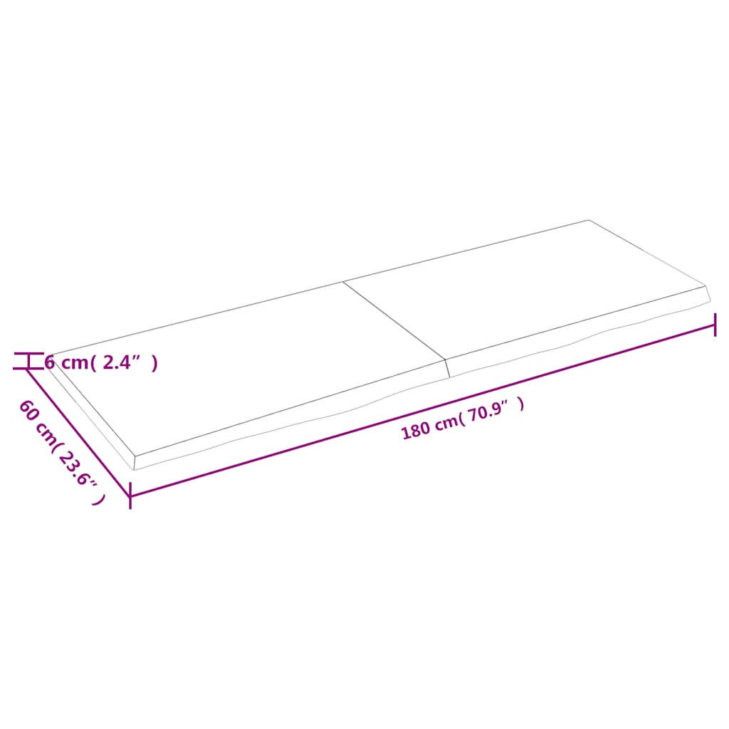 Bathroom Countertop 180x60x(2-6) cm Untreated Solid Wood