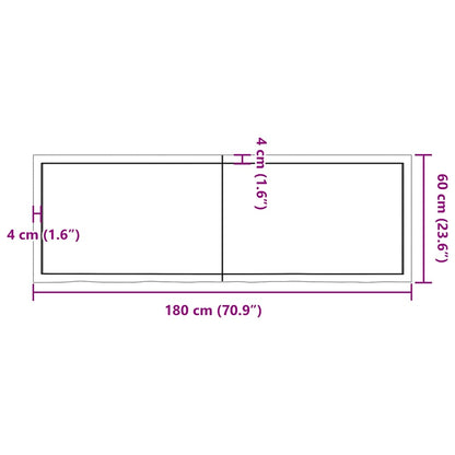 Bathroom Countertop 180x60x(2-6) cm Untreated Solid Wood