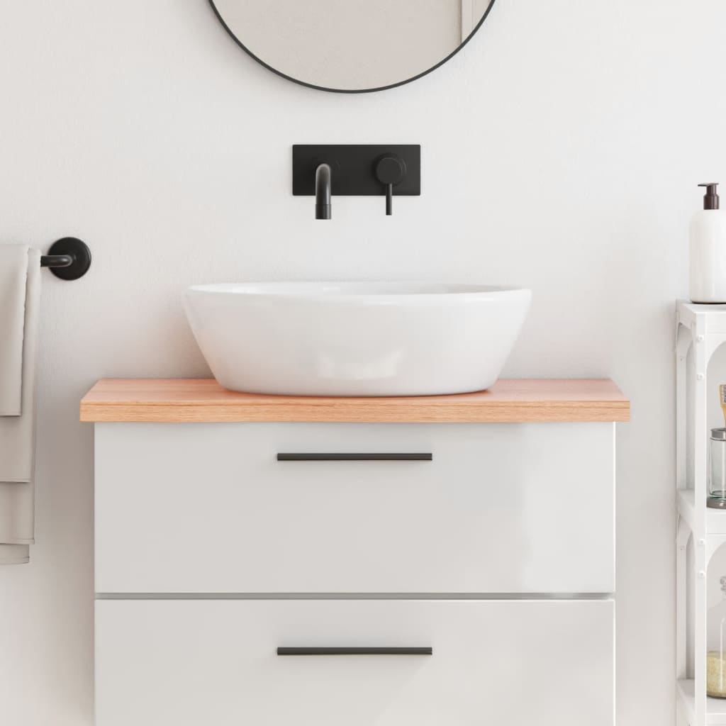 Bathroom Countertop Light Brown 80x30x(2-4) cm Treated Solid Wood