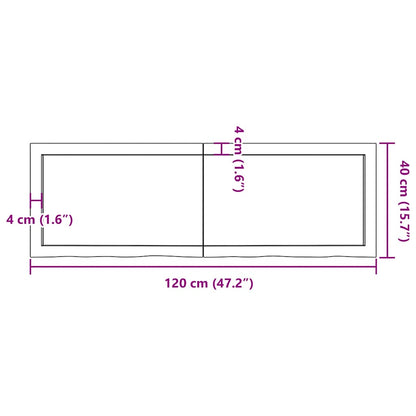 Bathroom Countertop Light Brown 120x40x(2-4)cm Treated Solid Wood