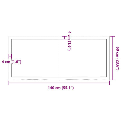 Bathroom Countertop Light Brown 140x60x(2-6)cm Treated Solid Wood