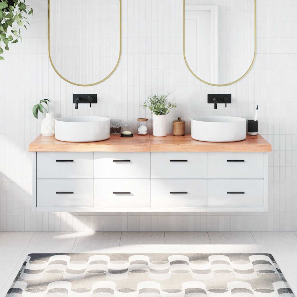 Bathroom Countertop Light Brown 180x50x(2-6)cm Treated Solid Wood