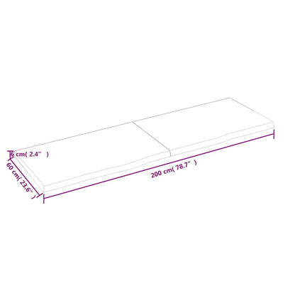 Bathroom Countertop Light Brown 200x60x(2-6)cm Treated Solid Wood