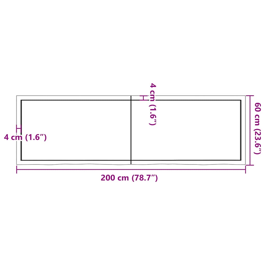 Bathroom Countertop Light Brown 200x60x(2-6)cm Treated Solid Wood