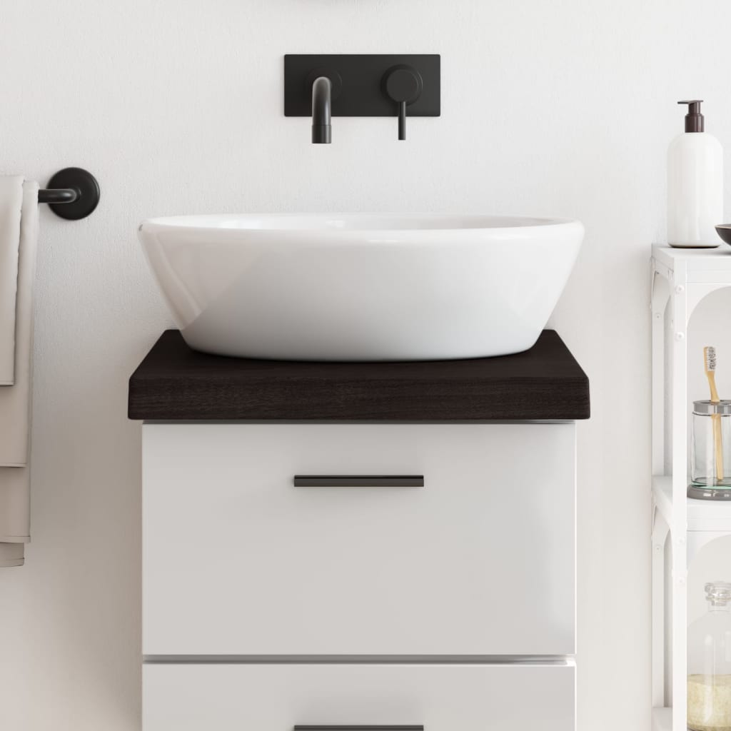 Bathroom Countertop Dark Brown 40x50x(2-6) cm Treated Solid Wood