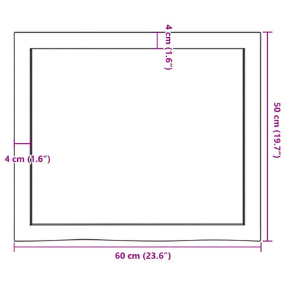 Bathroom Countertop Dark Brown 60x50x(2-4) cm Treated Solid Wood