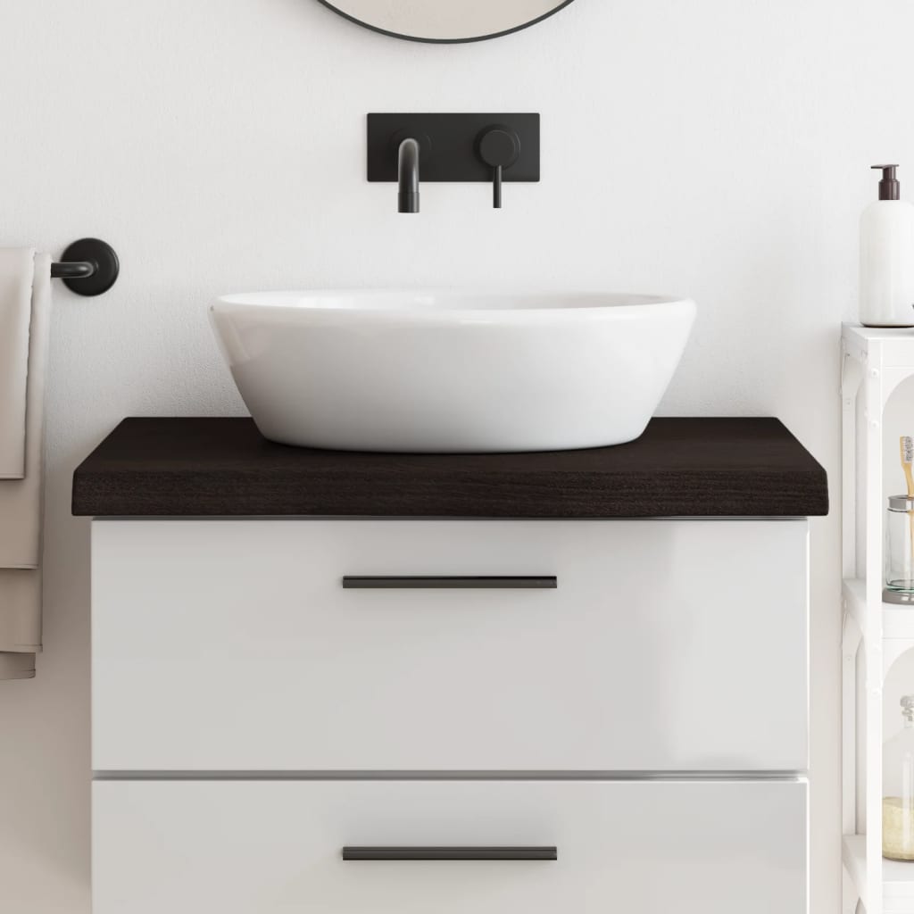 Bathroom Countertop Dark Brown 80x50x(2-6) cm Treated Solid Wood