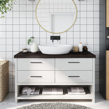 Bathroom Countertop Dark Brown 100x30x(2-6) cm Treated Solid Wood