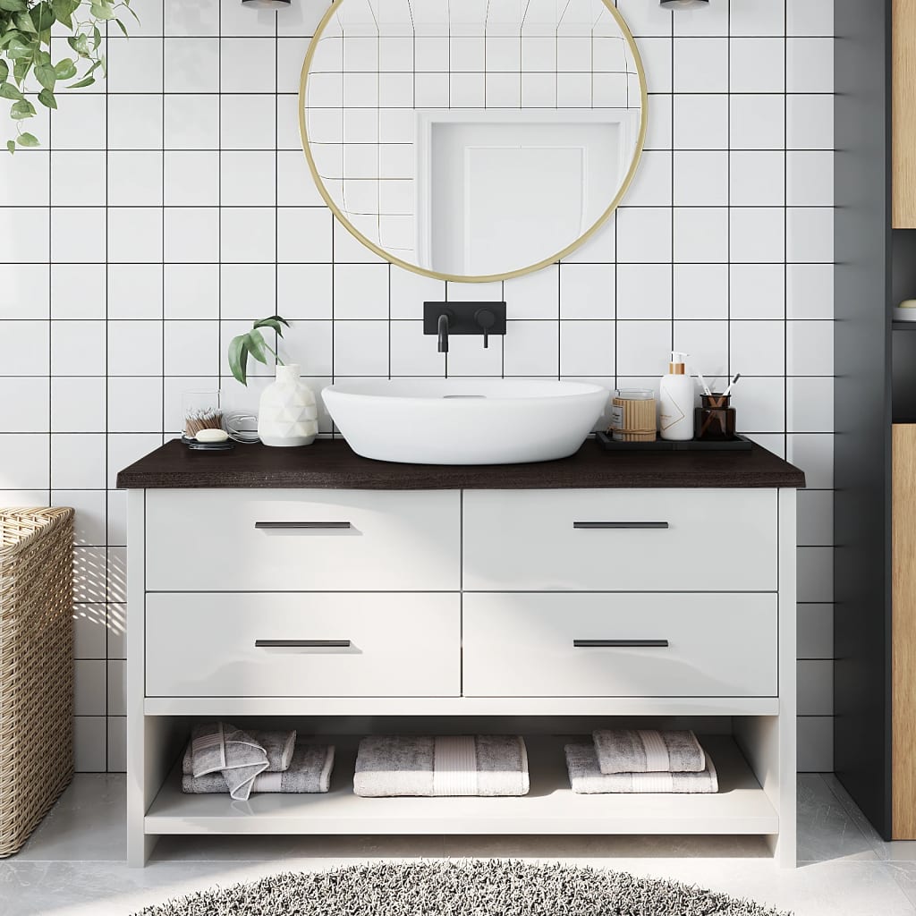 Bathroom Countertop Dark Brown 100x40x(2-4) cm Treated Solid Wood