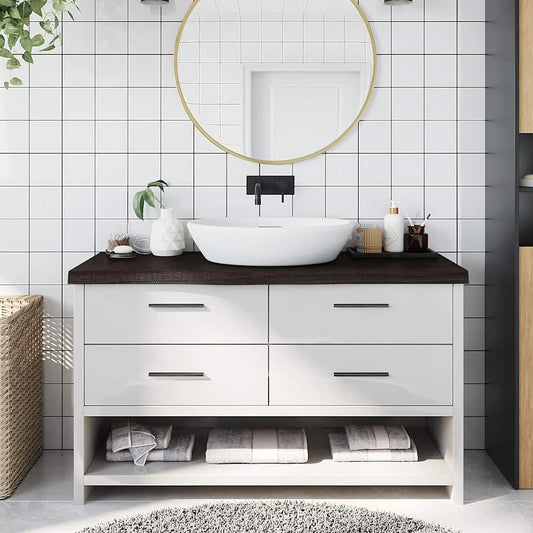 Bathroom Countertop Dark Brown 100x40x(2-6) cm Treated Solid Wood