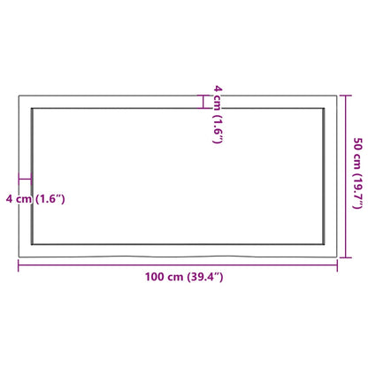 Bathroom Countertop Dark Brown 100x50x(2-4) cm Treated Solid Wood