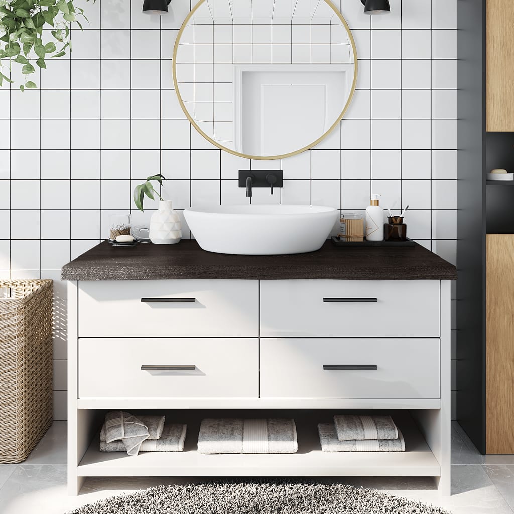 Bathroom Countertop Dark Brown 100x50x(2-6) cm Treated Solid Wood