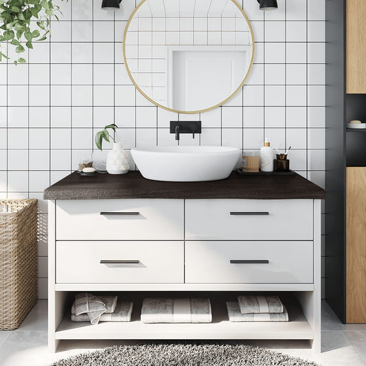 Bathroom Countertop Dark Brown 100x50x(2-6) cm Treated Solid Wood