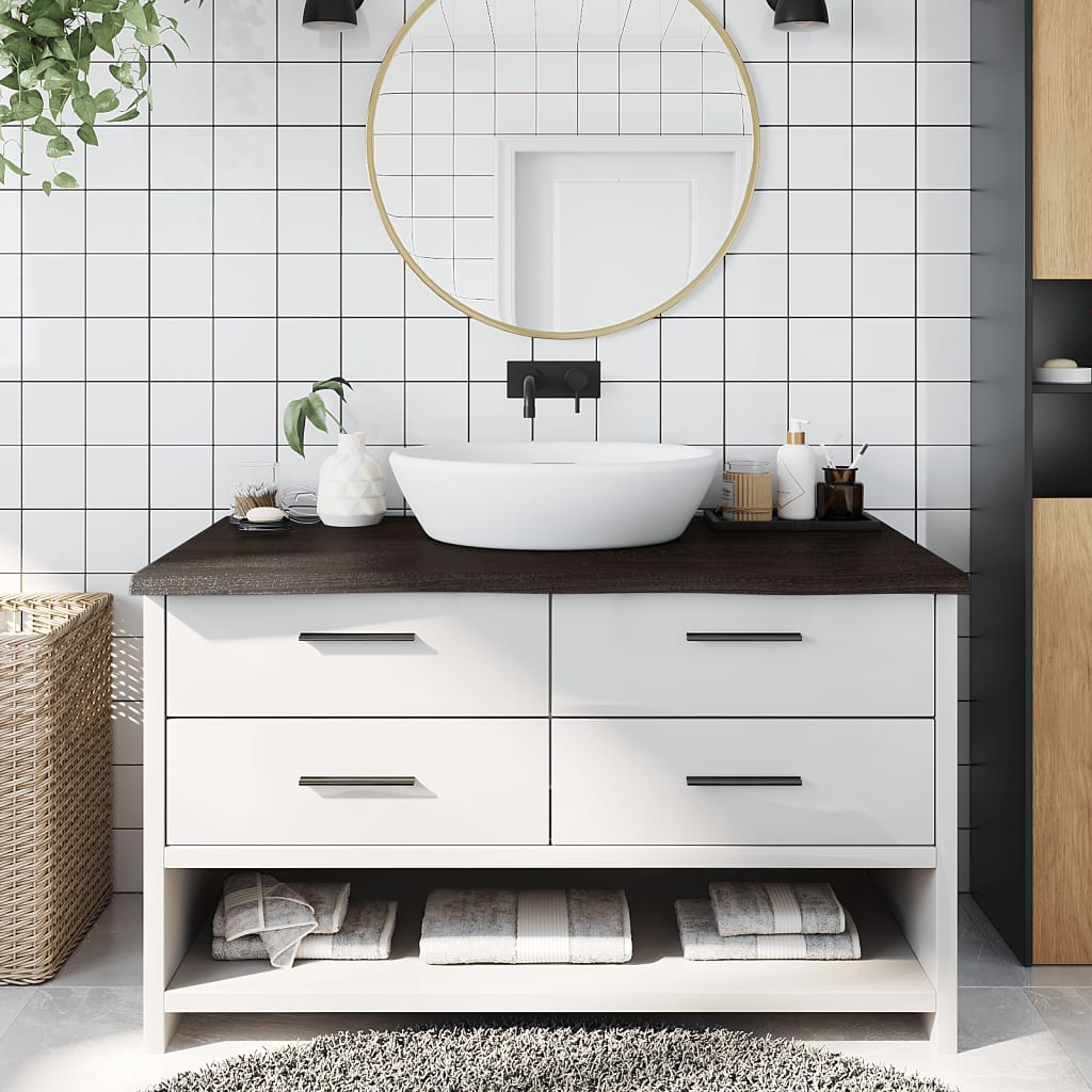 Bathroom Countertop Dark Brown 100x60x(2-4) cm Treated Solid Wood