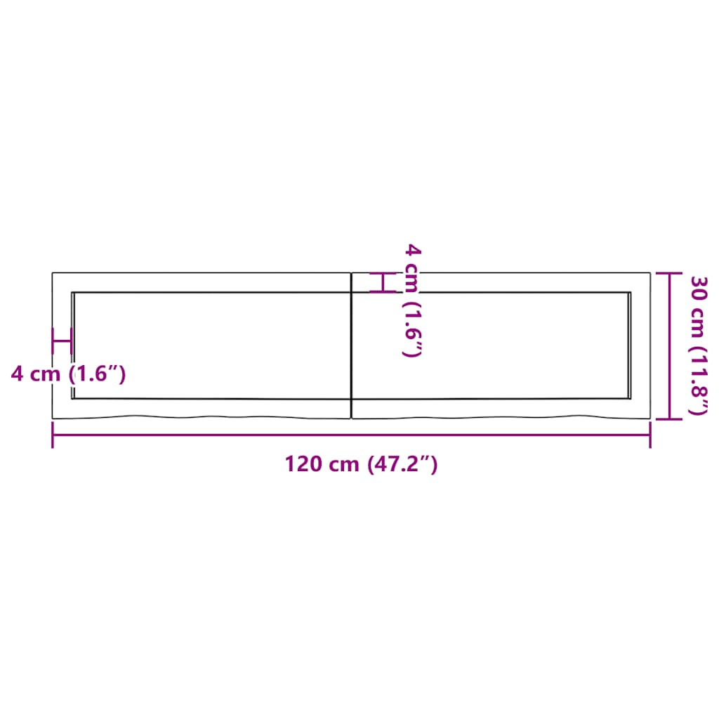Bathroom Countertop Dark Brown 120x30x(2-6) cm Treated Solid Wood