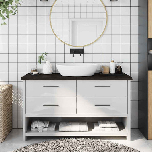 Bathroom Countertop Dark Brown 120x40x(2-4) cm Treated Solid Wood