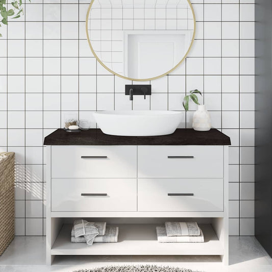 Bathroom Countertop Dark Brown 120x40x(2-6) cm Treated Solid Wood