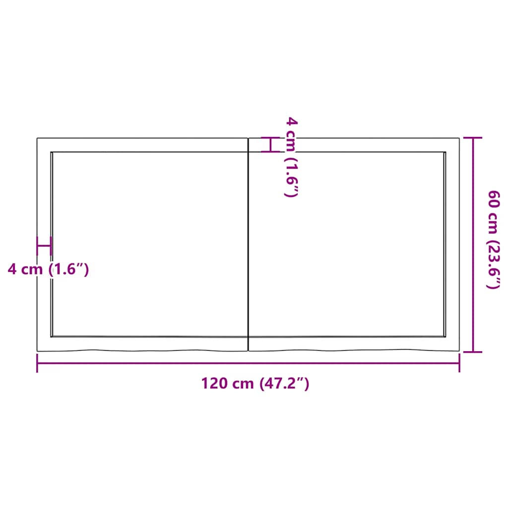 Bathroom Countertop Dark Brown 120x60x(2-6) cm Treated Solid Wood