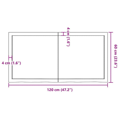 Bathroom Countertop Dark Brown 120x60x(2-6) cm Treated Solid Wood