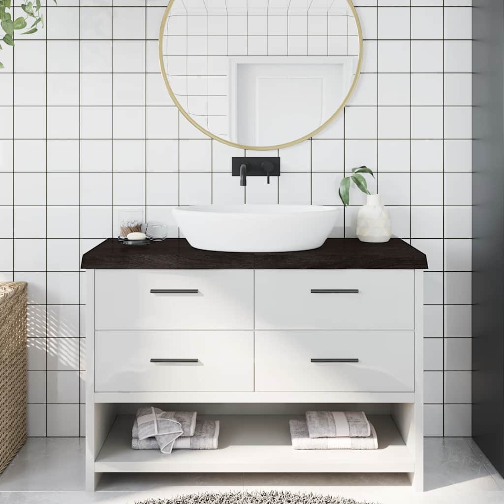Bathroom Countertop Dark Brown 120x60x(2-6) cm Treated Solid Wood