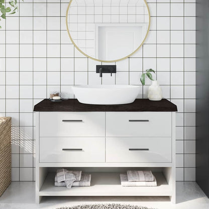 Bathroom Countertop Dark Brown 120x60x(2-6) cm Treated Solid Wood