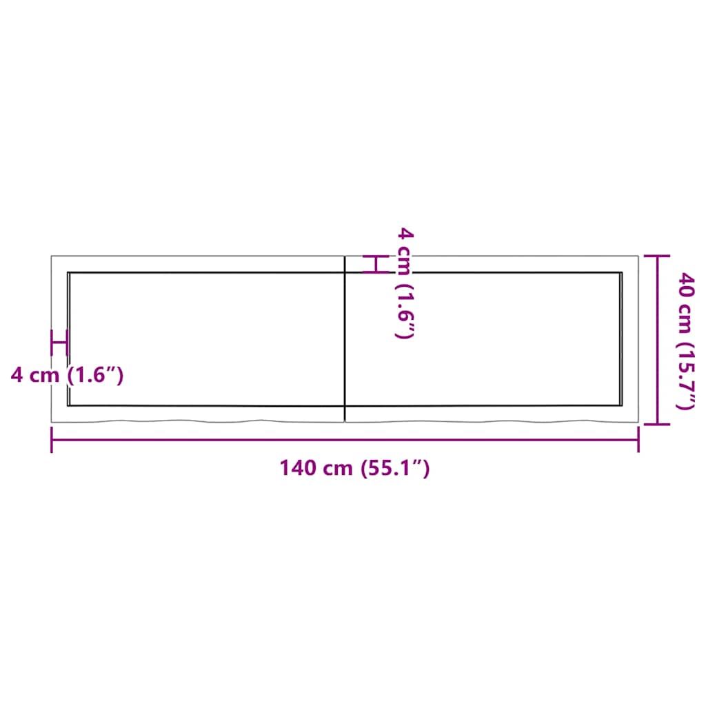 Bathroom Countertop Dark Brown 140x40x(2-4) cm Treated Solid Wood