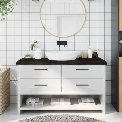 Bathroom Countertop Dark Brown 140x50x(2-6) cm Treated Solid Wood