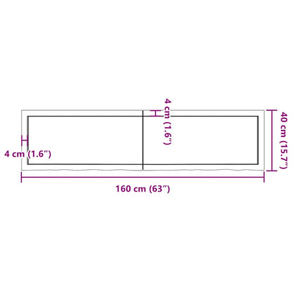 Bathroom Countertop Dark Brown 160x40x(2-4) cm Treated Solid Wood