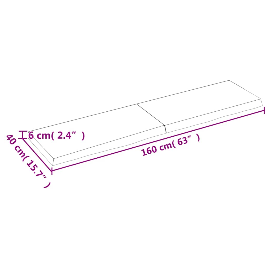 Bathroom Countertop Dark Brown 160x40x(2-6) cm Treated Solid Wood