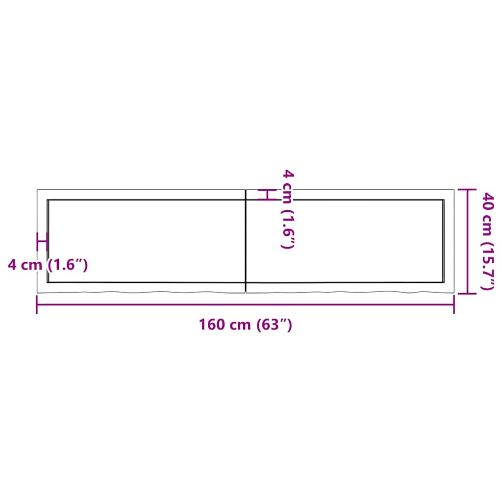 Bathroom Countertop Dark Brown 160x40x(2-6) cm Treated Solid Wood