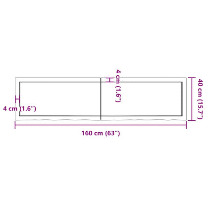 Bathroom Countertop Dark Brown 160x40x(2-6) cm Treated Solid Wood