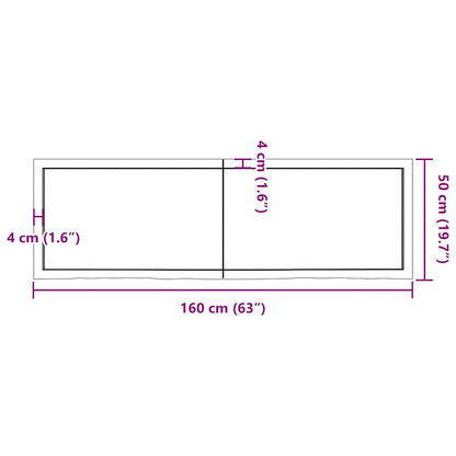 Bathroom Countertop Dark Brown 160x50x(2-4) cm Treated Solid Wood