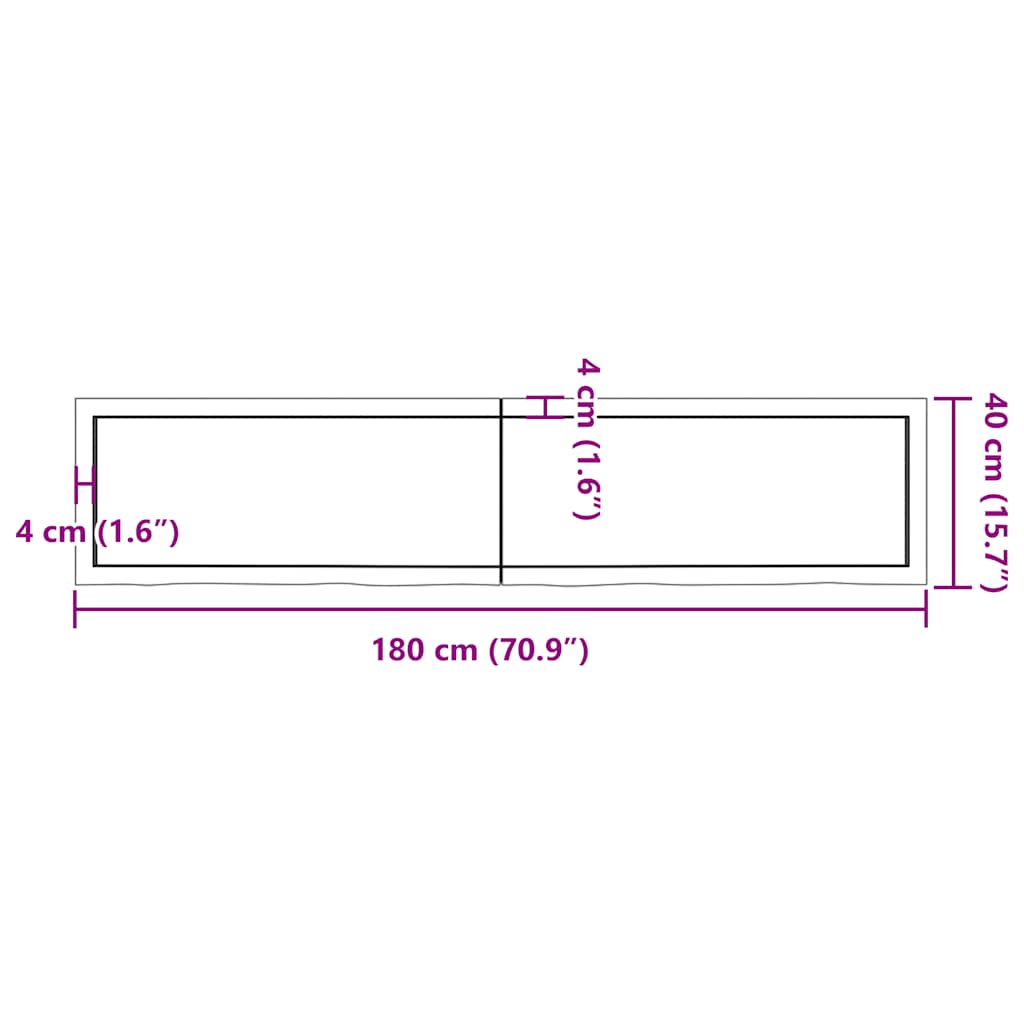 Bathroom Countertop Dark Brown 180x40x(2-6) cm Treated Solid Wood