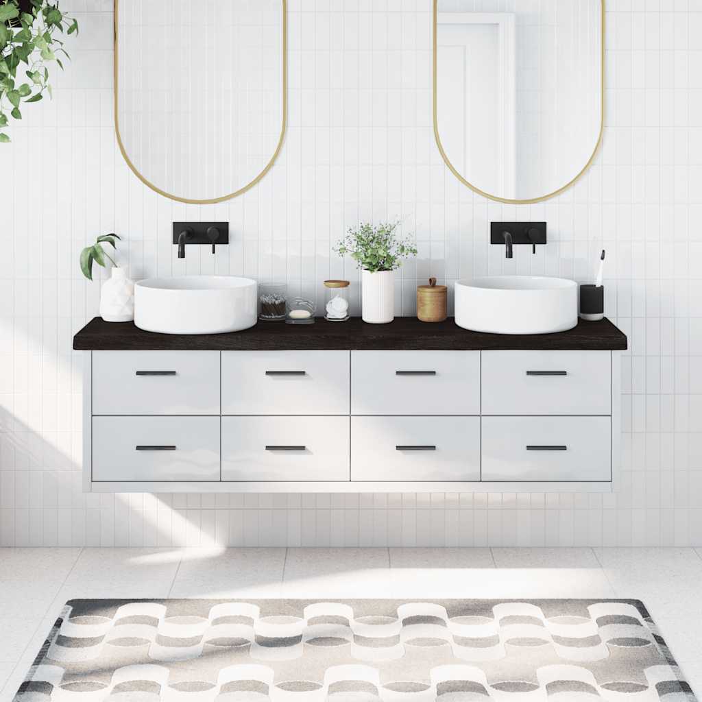 Bathroom Countertop Dark Brown 180x40x(2-6) cm Treated Solid Wood